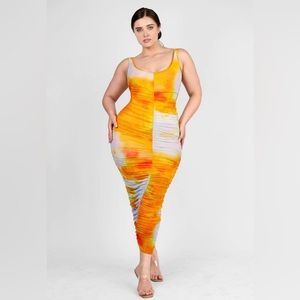 Plus size body con dress with shapewear